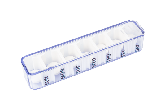 KB4, 7D1 Pill Organizer, Week Dose, Leatherette Cover