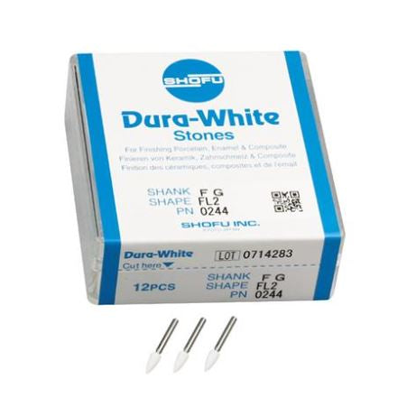 Dura White Polishing Stones FG Shank, FL2, #0244 12/PK