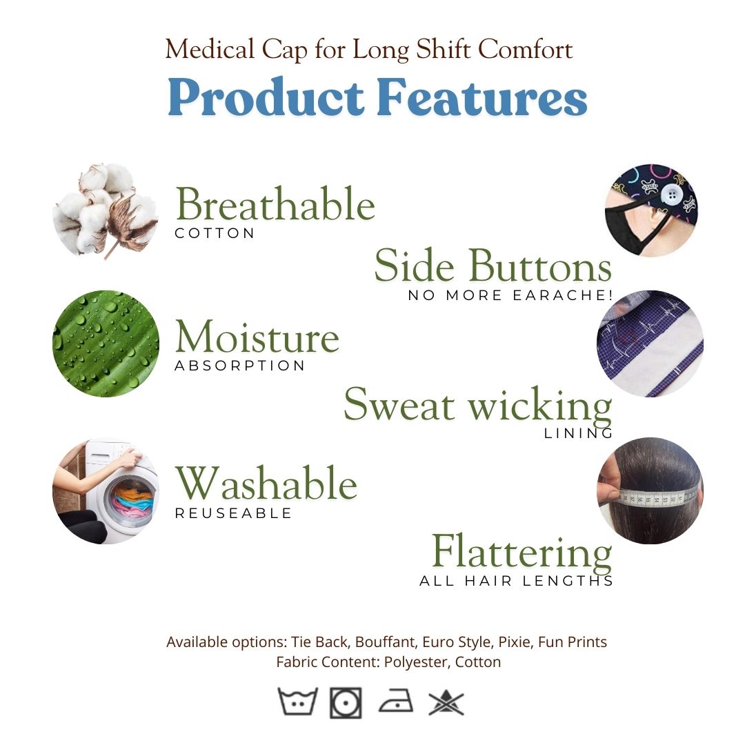 HN-ES01 - Surgical Cap with Hair Net Top, Premium Comfort