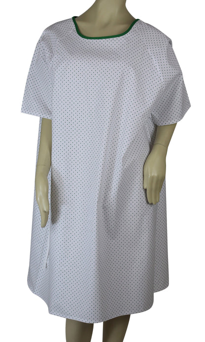 Medical Exam Gown, Open Back Side, Dots Print