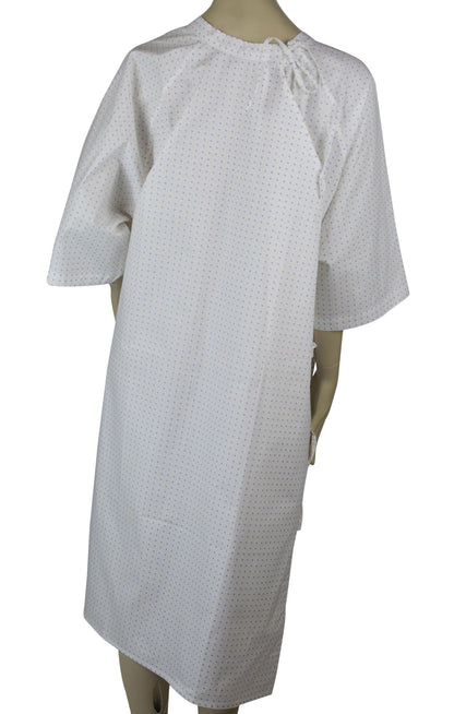 Medical Exam Gown, Open Back Side, White Base