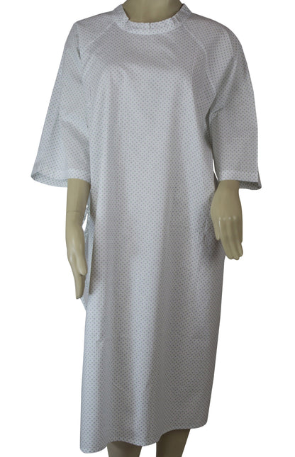 Medical Exam Gown, Open Back Side, White Base