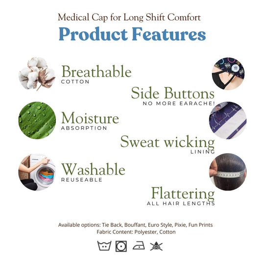 PU01 - Professional Puffy Medical Scrub Cap, Hair-Friendly, Easy-Clean, and Comfortable