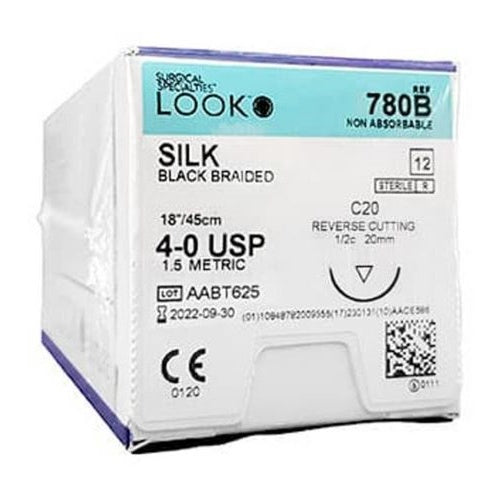 Sutures Silk Thread 785B 3-0 18" C-31 1/2 Circle 24mm 12/Pk